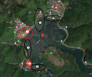 精進湖ポイント地図